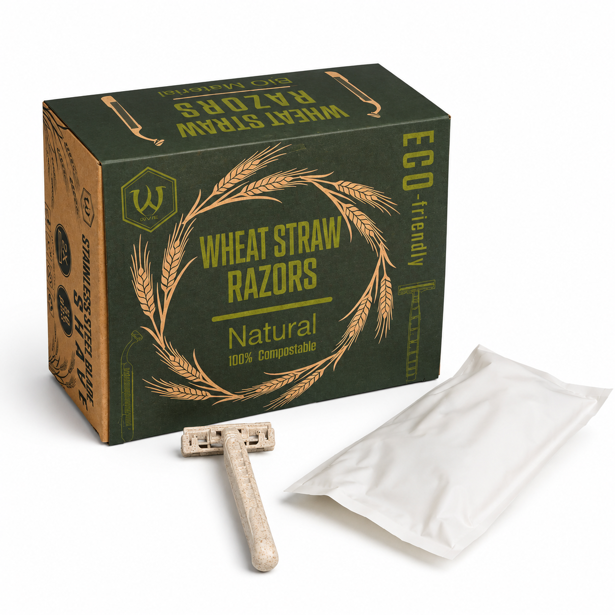 Salvage eco wheat straw disposable razors, 50 pack