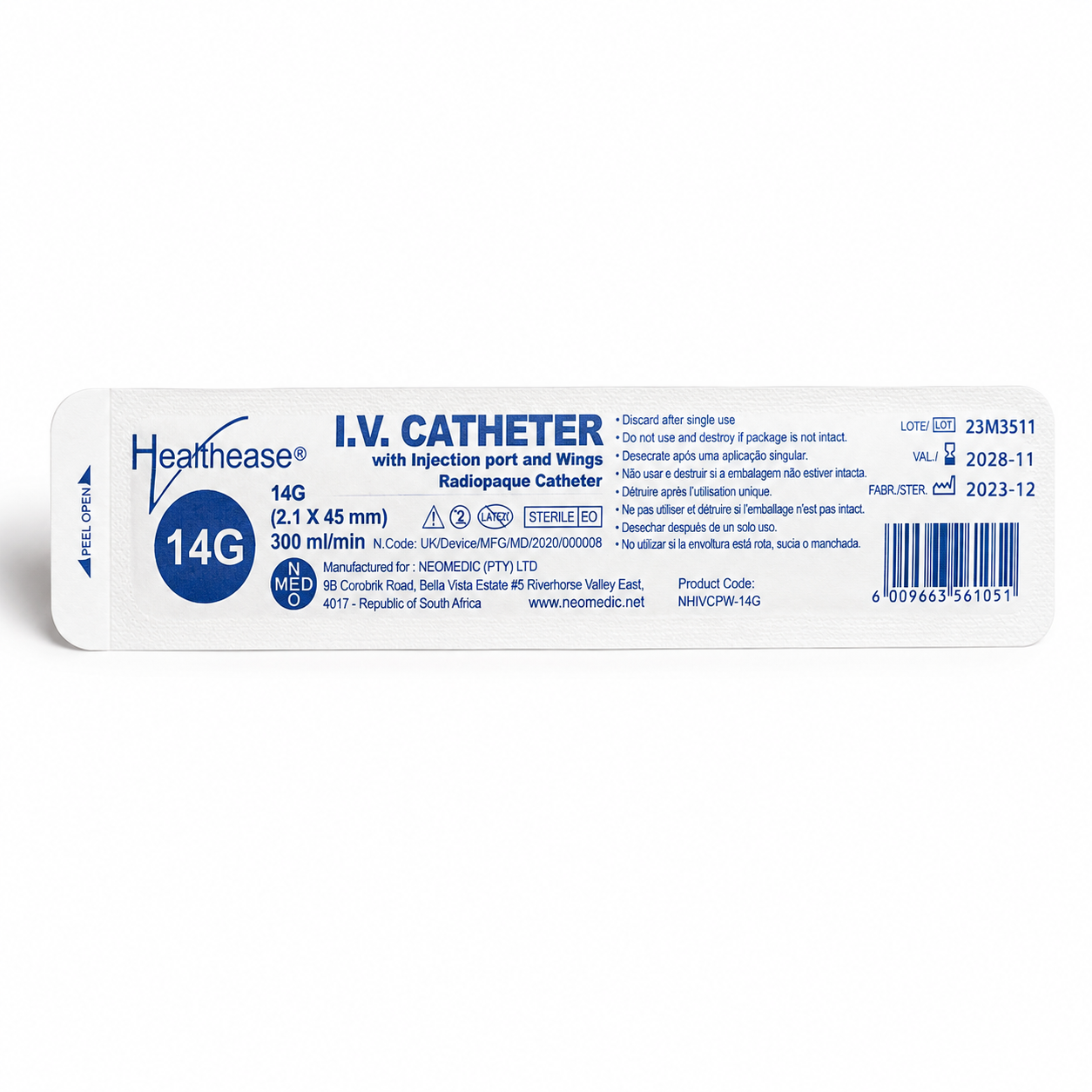 Salvage IV catheter 14G sterile radiopaque catheter